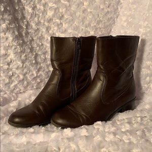 Leather look inside zip booties